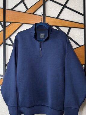 Uniqlo Men's Navy Quarter-Zip Sweater - Uniqlo